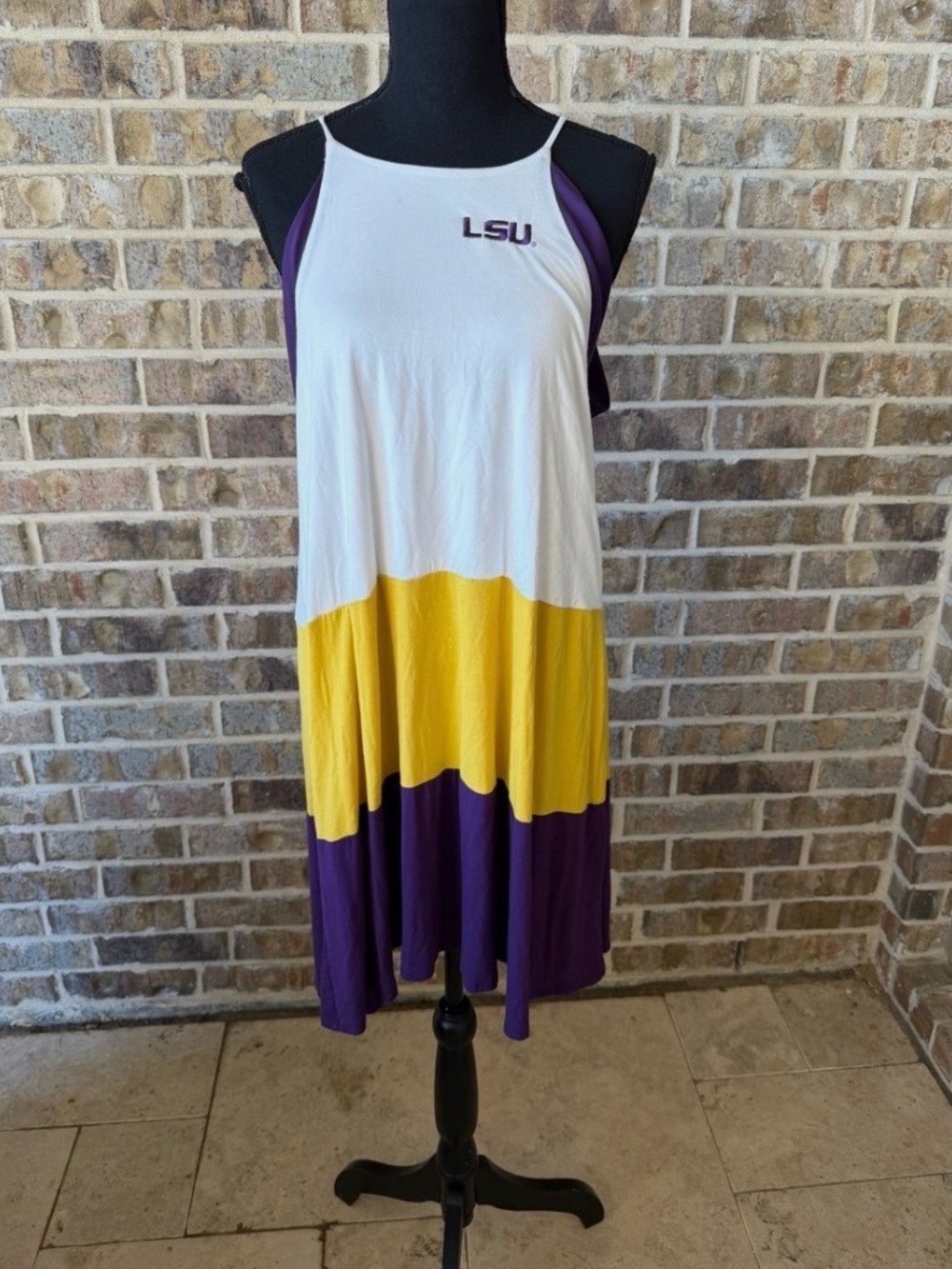 LSU color block Tank Dress in White, mustard yellow  & Purple
